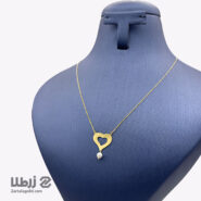 گردنبند زنجیری طلا طرح قلب و صدف