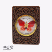 پلاک طلا پروانه پارچه ای قرمز
